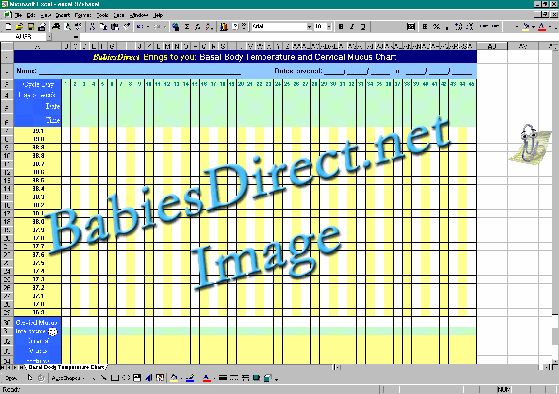 Body Temperature Recording Chart